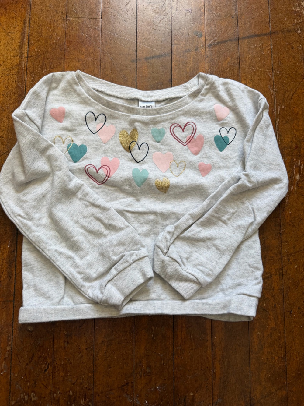 Carter's Heather Gray Sweatshirt with Pink Hearts. Size 5T